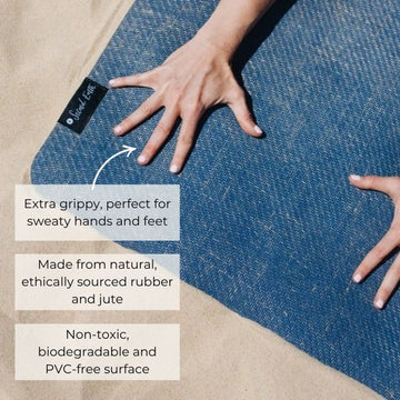Best Australian Yoga Mat - Jute - Blue - Grippy and made with eco-freindly materials